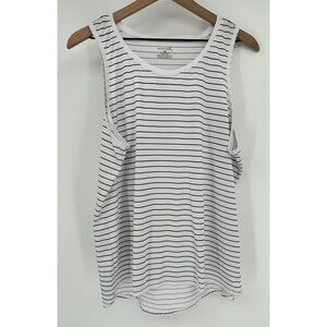 Exertek Tank Top Women Large White Stripped Fitness Gym Running
